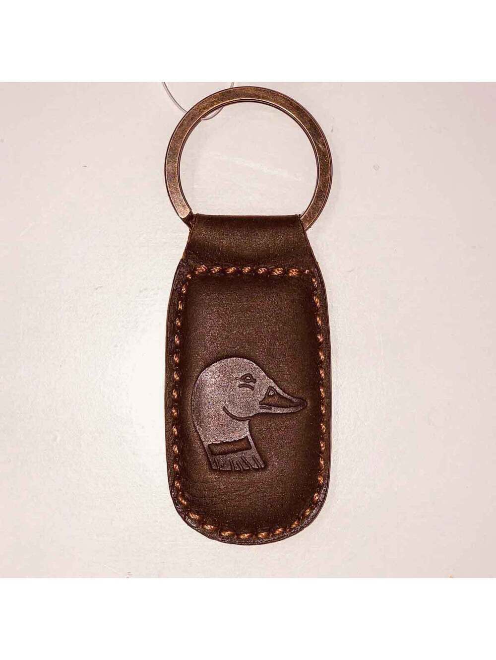 The Royal Standard Duck Embossed Genuine Leather Keychain Brown Hunting Gift